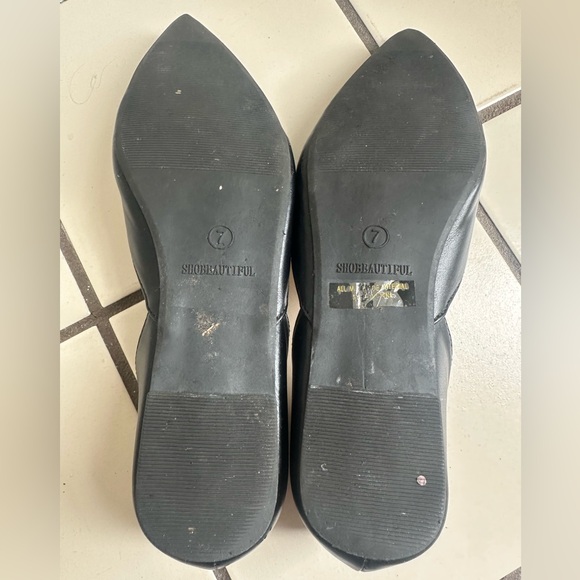 Black Faux Leather Flats- Size 7 - Picture 6 of 6